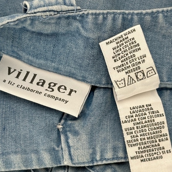 Villager Chambray Wide leg Cropped Pants 18 Tencel Blend Pockets Flowy C… - Picture 12 of 14